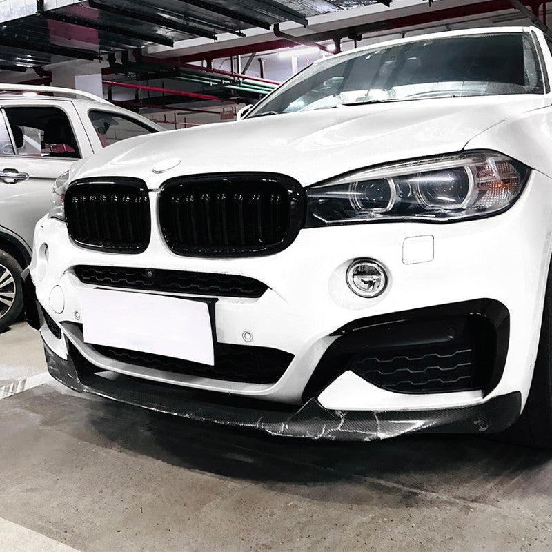 Car Craft Compatible With Bmw X6 F15 2014-2019 Front M Sports Bumper Fog Lamp Light Air Intake Wind Knife Trim Skirts Canard Splitters Carbon Fiber Look Zst-636 Cfl