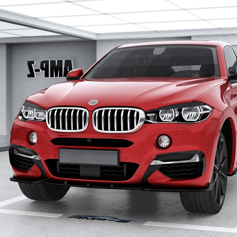 Car Craft Compatible With Bmw X6 F16 2014-2019 Front M Sports Bumper Lip Splitter Skirst Carbon Fiber Look Zst-714 Cfl