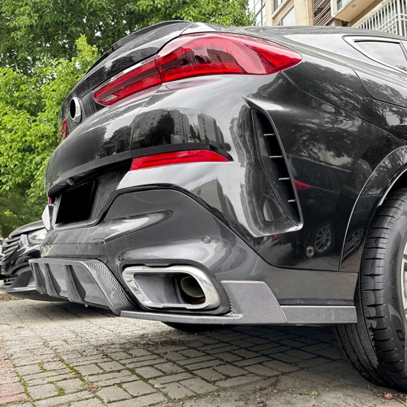 Car Craft Compatible With Bmw X6 G06 2019+ M Sport M Performance Rear Bumper Lip Skirt Splitter Diffuser Spoiler Zst-671 Cf Carbon Fiber Look