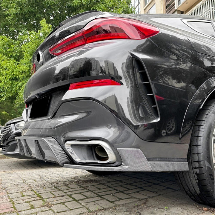 Car Craft Compatible With Bmw X6 G06 2019+ M Sport M Performance Rear Bumper Lip Skirt Splitter Diffuser Spoiler Zst-671 Cf Carbon Fiber Look