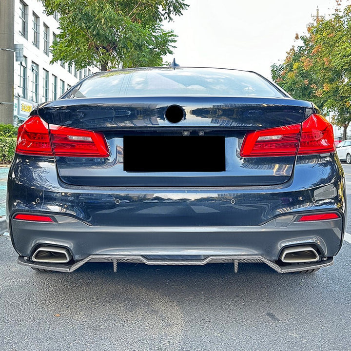 Car Craft Compatible With Bmw 5 Series G30 2017-2021 M Sports Bumper Rear After Lip Diffuser Splitter Skirts Blade Style Carbon Fiber Look Zst-883 Cf