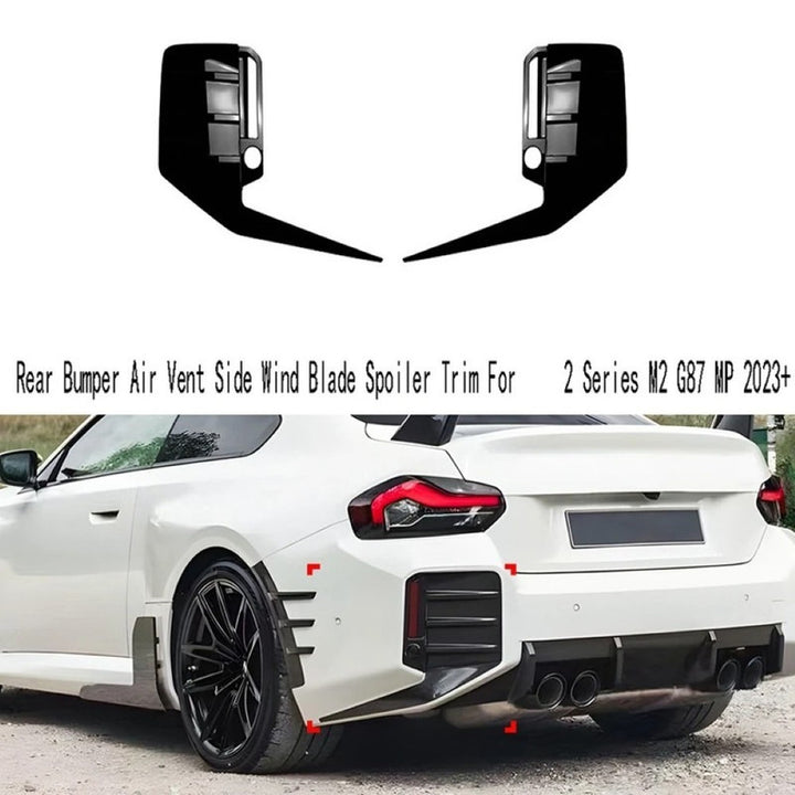 Car Craft Compatible With Bmw 2 Series M2 G87 2023+ Mp M Performance Car Rear Bumper Air Vent Side Wind Blade Spoiler Indicator Light Trim Diffuser Skirts Splitter Trim Zst-693 Glossy Black