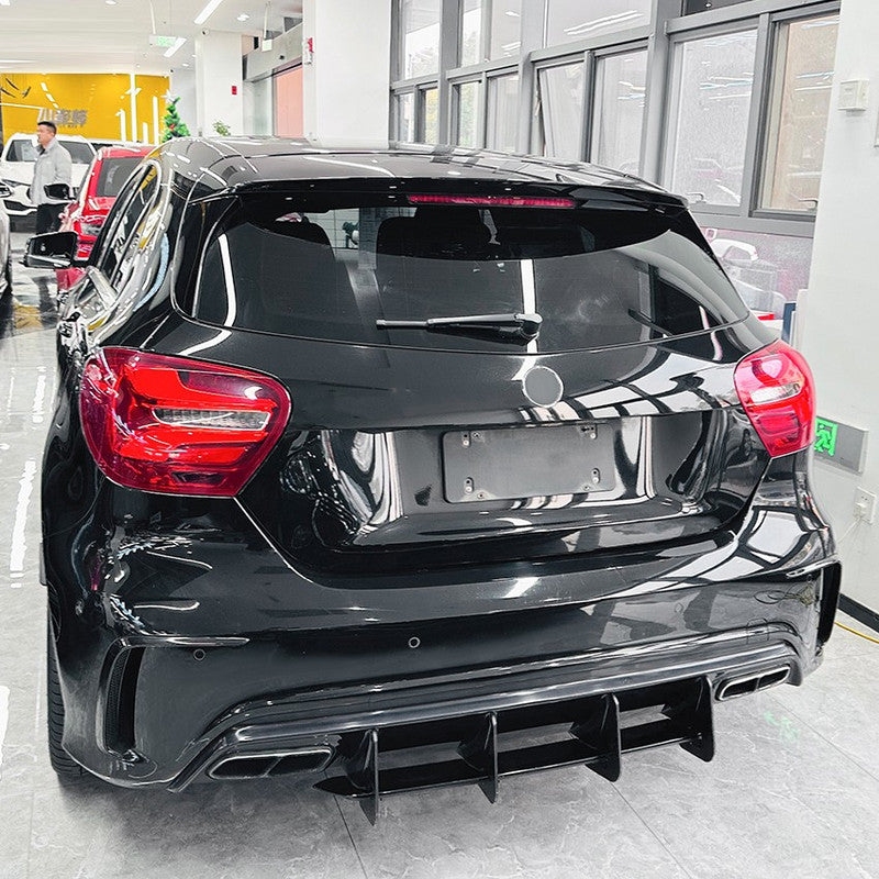 Car Craft Compatible With Mercedes Benz A Class W176 2012-2018 Amg Rear Bumper After Lip Diffuser Lip Skirst Splitter Flag Canard Zst