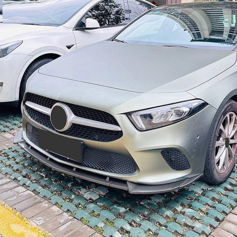 Car Craft Compatible With Mercedes Benz A Class W177 2018-2022 Standard Front Bumper Lip Splitter Diffuser Skirst Flag Canard Carbon Fiber Look Zst-639 Cf