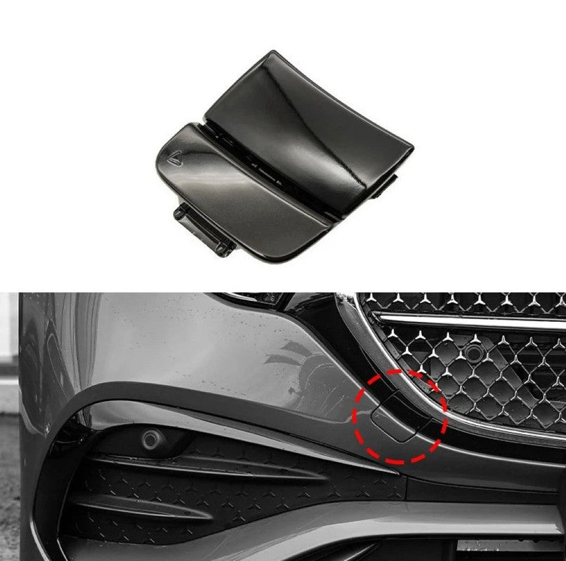 Car Craft Compatible With Mercedes Benz E Class W214 2024-2026 Front Bumper Tow Hook Towing Tochan Trailer Cover 2148853502 Unpainted - CAR CRAFT INDIA