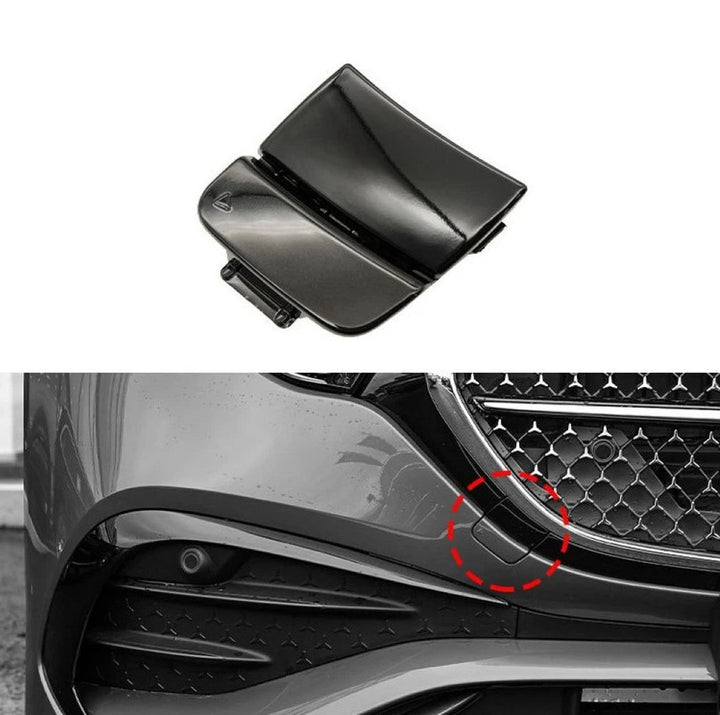 Car Craft Compatible With Mercedes Benz E Class W214 2024-2026 Front Bumper Tow Hook Towing Tochan Trailer Cover 2148853502 Unpainted - CAR CRAFT INDIA