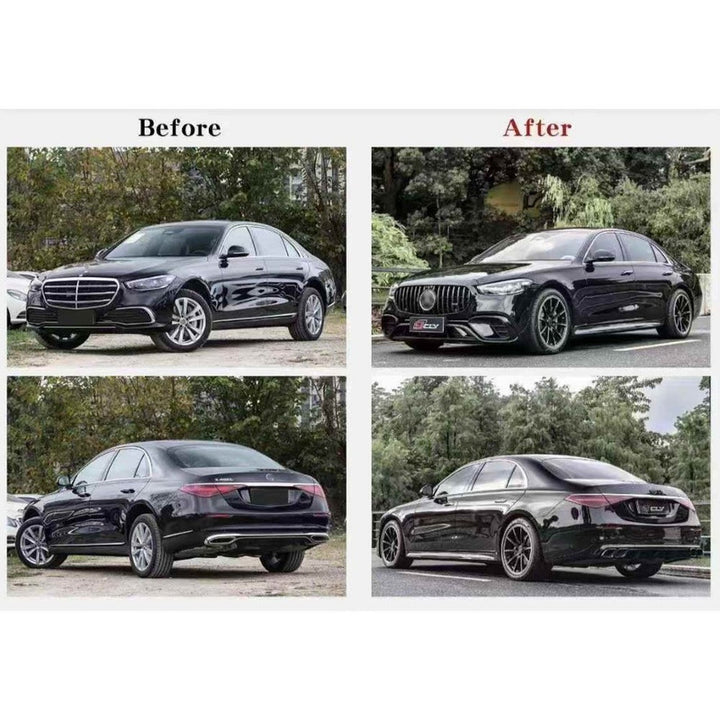Car Craft Compatible With Mercedes Benz S Class W223 2021-2025 Car Upgrade To S63 Amg Bumper Bodykit Front After Lip Diffuser Exhaust Tips Fog Gril Cover Grill