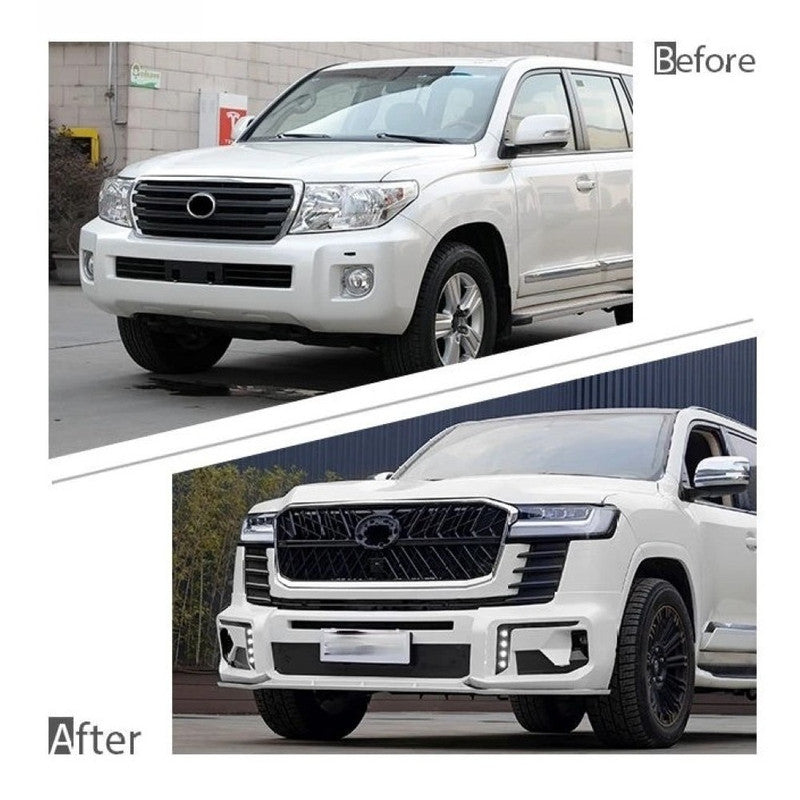 Car Craft Compatible With Toyota Land Cruiser Lc200 2008-2020 Upgrade Facelift Convert To Lc300 2022 Wald Style Bodytkit Front Rear Bumper Hood Fender Trunk Headlight Taillight Mirror Side Step Trim Grill Skirt Splitter Cut Version 1:1 F176b