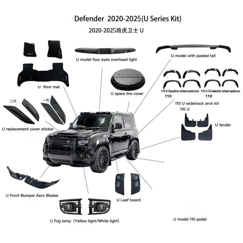 Car Craft Compatible With Range Land Rover Defender L663 2020-2025 110 130 Upgrade Convertion Bodykit Urban U Style Front Lip Fog Gril Spoiler Wheel Arch Mudflap Hood Fender Vent Wheel Cover