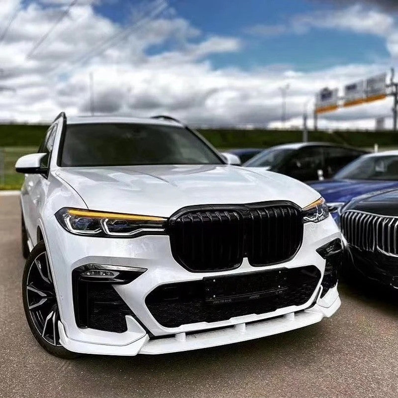 Car Craft Compatible With Bmw X7 G07 2019-2022 Front Rear Bumper Upgrade Convert To M Sport M Performance Black Samurai Bodykit Body Kit Bumper Side Skirt Rear After Lip Diffuser Spoiler Aero Black Samurai Gc G07 006
