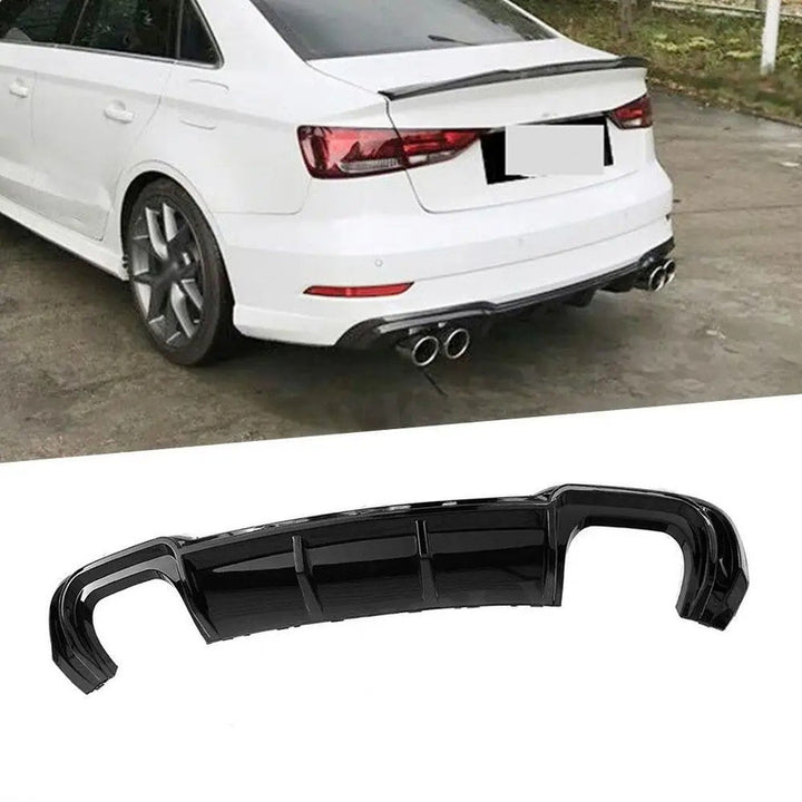 Car Craft Compatible With Audi A3 2017-2020 Rs3 S Line Rear After Bumper Lip Diffuser Skirts Gloss Black Kt-ada3-014