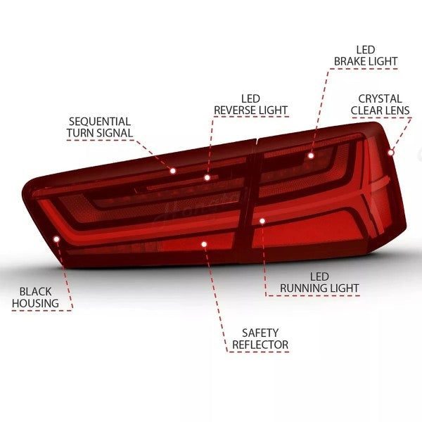 Car Craft Compatible With Audi A6 C7 2011-2016 Car Rear Upgraded Tail Light Lamp Xenon Taillight Retrofit Upgrade Modified Led Drl Hid Light Matrix Style - CAR CRAFT INDIA
