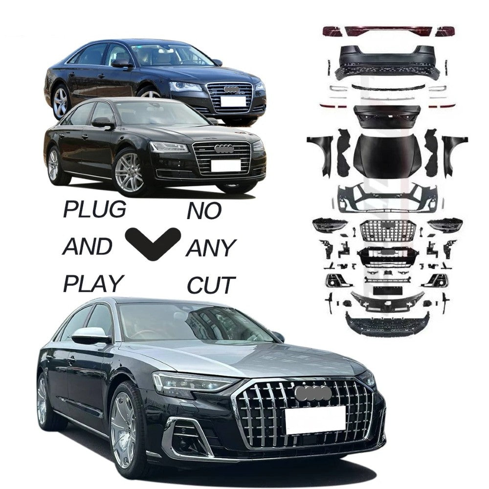 Car Craft Compatible With Audi A8 D4 2010-2017 To 2018+ Horch D5pa Upgrade Facelift Matrix Conversion Bodykit Bumper Hood Trunk Headlight Taillight CC-6318