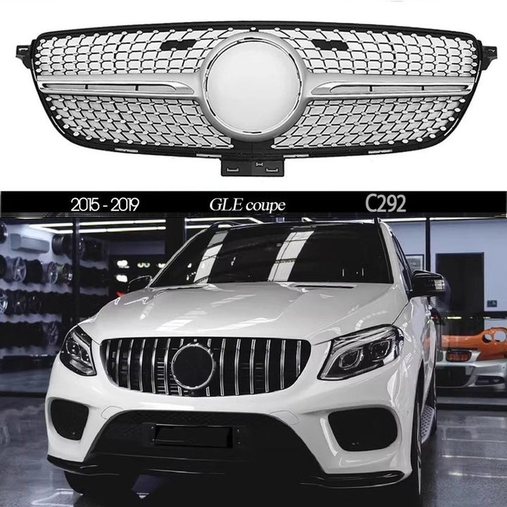 Car Craft Compatible With Mercedes Benz Gle Coupe W166 X166 C292 W292 2015-2019 Front Amg Bumper Show Grill  Diamond Silver - CAR CRAFT INDIA