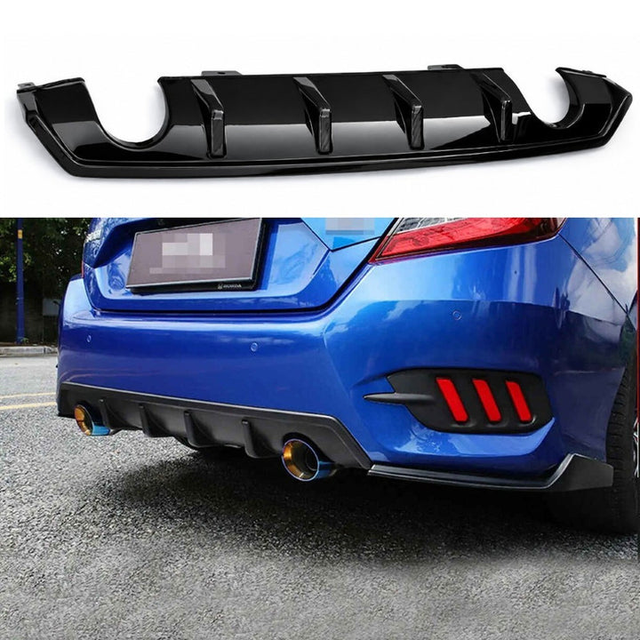 Car Craft Compatible With Honda Civic 2016-20219 Rear After Bumper Lip Diffuser Skirt Splitter Trim Carbon Fiber Look Model A
