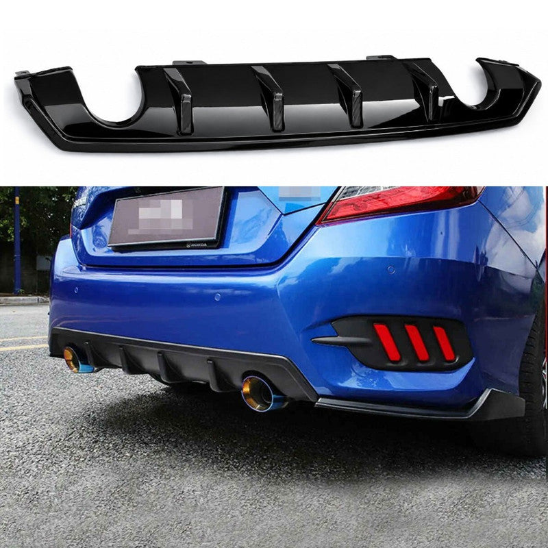 Car Craft Compatible With Honda Civic 2016-20219 Rear After Bumper Lip Diffuser Skirt Splitter Trim Black Model A