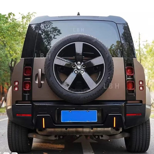 Car Craft Compatible With Land Range Rover Defender 90 110 130 2020-2026 L663 Car Rear After Bumper Lip Skirts Splitter Diffuser With Led Light Rock Style Kt Design Glossy Black - CAR CRAFT INDIA