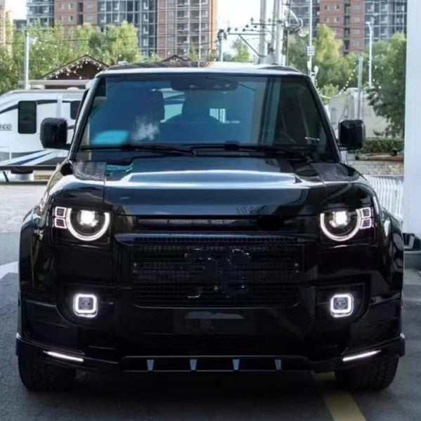 Car Craft Compatible With Land Range Rover Defender 90 110 130 2020-2026 L663 Front Bumper Lip Splitter Skirts Vent Kt Rock Design Ms Style 1 Led Glossy Black - CAR CRAFT INDIA
