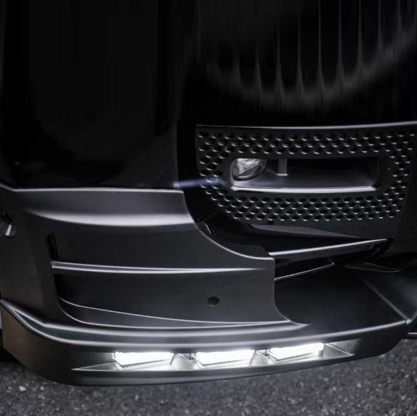 Car Craft Compatible With Land Range Rover Defender 90 110 130 2020-2026 L663 Front Bumper Lip Splitter Skirts Vent Kt Rock Design Ms Style 3 Led Glossy Black - CAR CRAFT INDIA