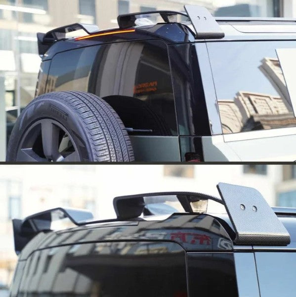 Car Craft Compatible With Land Range Rover Defender 90 110 130 2020-2026 L663 Rear Trunk Roof Wing Spoiler Lip Splitter Rock Ms Style Kt Design Carbon Fiber Look - CAR CRAFT INDIA