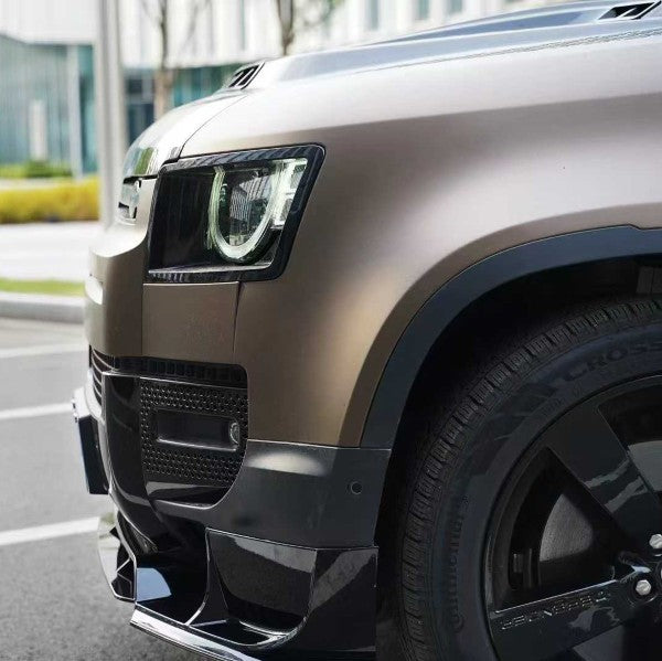 Car Craft Compatible With Land Range Rover Defender 90 110 130 2020-2026 L663 Front Bumper Lip Splitter Skirts Vent Kt Rock Design Ms Style Carbon Fiber Look - CAR CRAFT INDIA