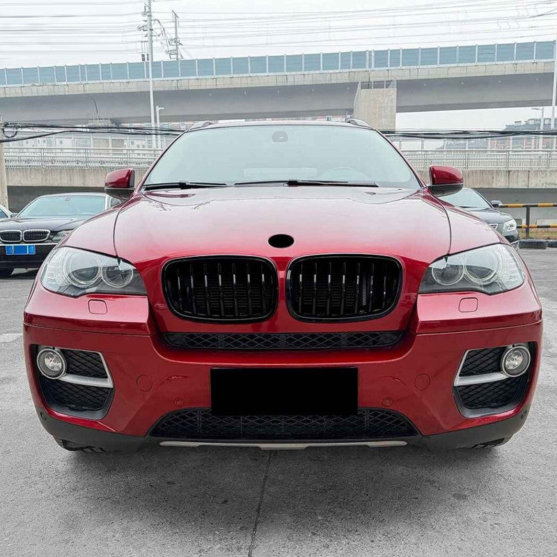 Car Craft Compatible With Bmw X5 E70 X6 E71 2006-2013 Front Bumper Show Gril Glossy Black Dual Line