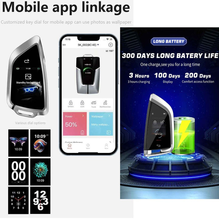 Car Craft Compatible With Audi Bmw Mercedes Jaguar Range Rover Porsche Volkswagen Skoda Volvo Nissan Jeep Maruti Toyota Hyndai Kia Ferrari Lamborghini Mini Cooper Lcd Led Smart Keyless Key Sk06 Silver