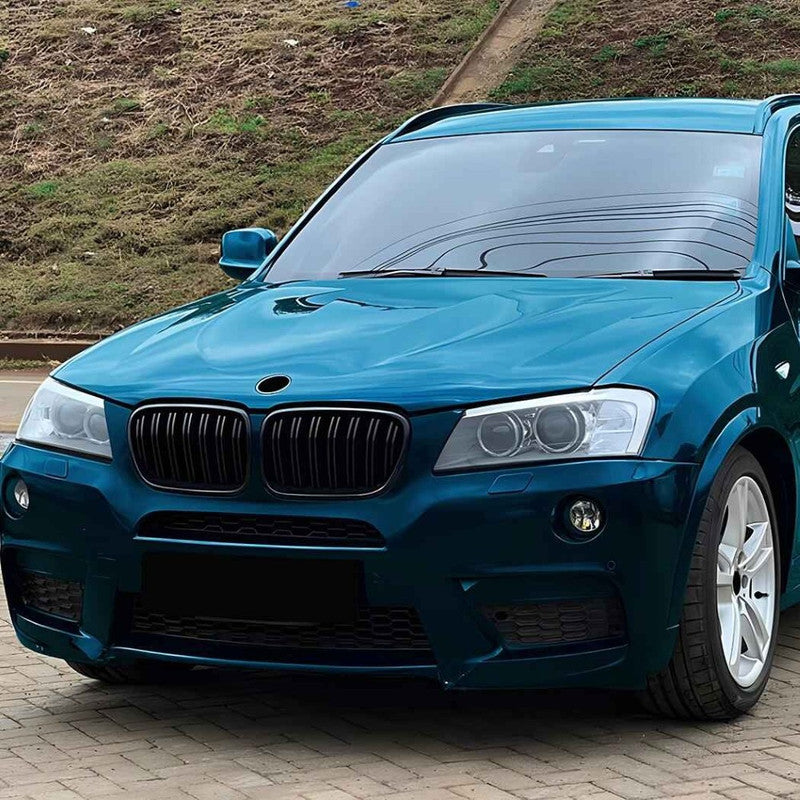 Car Craft Compatible With Bmw X3 F25 2011-2013 Front Bumper Show Gril Glossy Black Single Line
