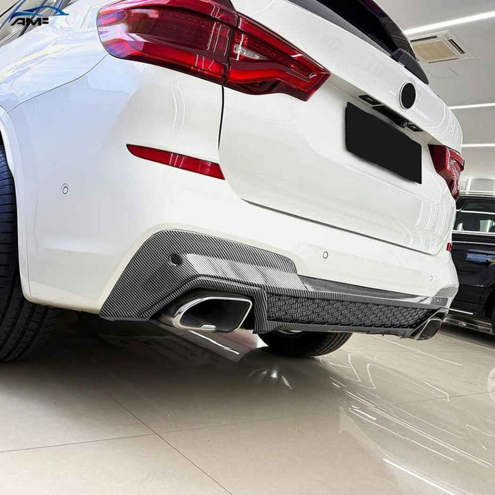 Car Craft Compatible With Bmw X3 G01 Pre-facelift X3m Sport 2018-2021 Rear Bumper After Lip Diffuser Trim Skirt Zst-1459 Cf Carbon Fiber Look
