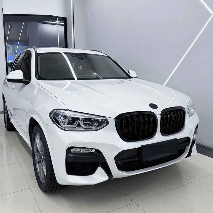 Car Craft Compatible With Bmw X3 G01 X4 G02 Pre-facelift 2018-2022 Front Bumper Show Mesh Grill Dual Line Bar Zst-1461 Dual Glossy Black - CAR CRAFT INDIA