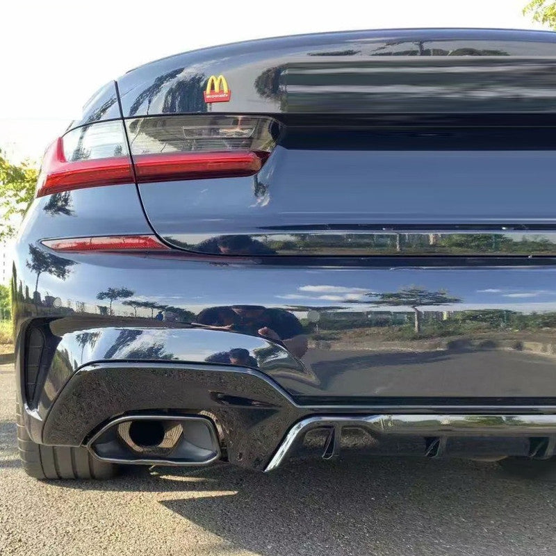 Car Craft Compatible With Bmw 3 Series G20 G28 2019-2022 M340 M330 M Sport M Performance Mp M Tech Bumper Rear After Lip Diffuser Skirt Trim Lip Square With Exhaust Tip Pipe Gc G20/28-006