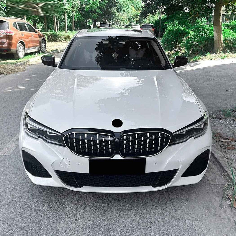 Car Craft Compatible With Bmw 3 Series G20 G21 Pre-facelift 2019-2022 Front Bumper Show Gril Diamond Black With Led Light