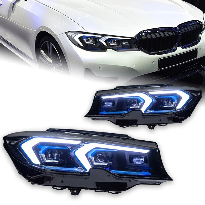 Car Craft Compatible With Bmw 3 Series G20 G28 2019-2022 Car Front Upgraded Head Light Lamp Xenon Headlight Retrofit Upgrade Modified Led Drl Hid Light Lci Laser Style - CAR CRAFT INDIA