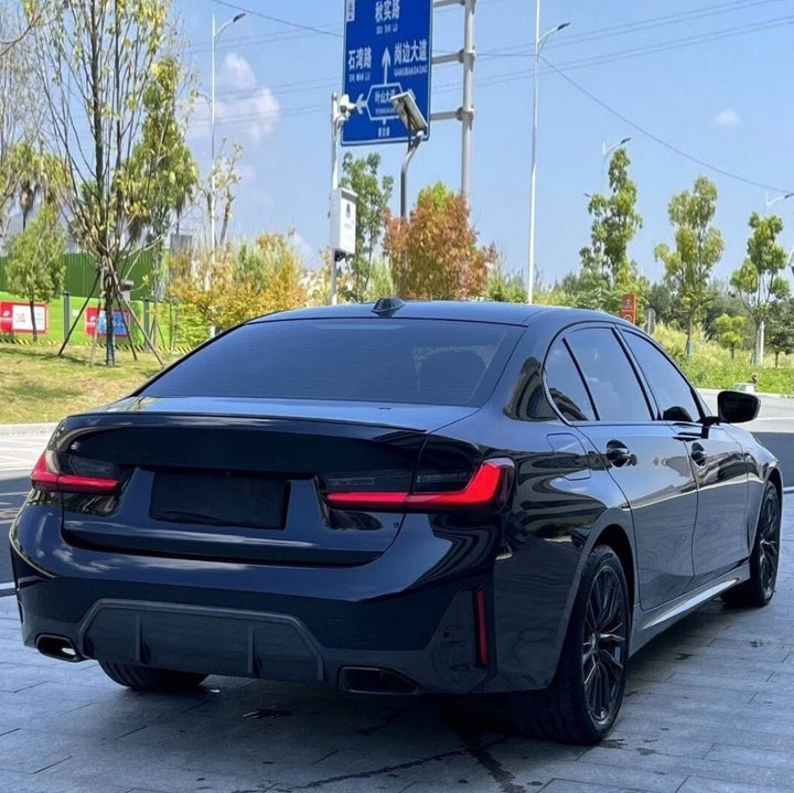 Car Craft Compatible With Bmw 3 Series G20 LCI 2023+ Upgrade Facelift Convert To M Performance M Sport M Tech M-tech Bodykit Rear After Bumper Lip Splitter Skirt Diffuser Gc G20-039 Gb Glossy Black
