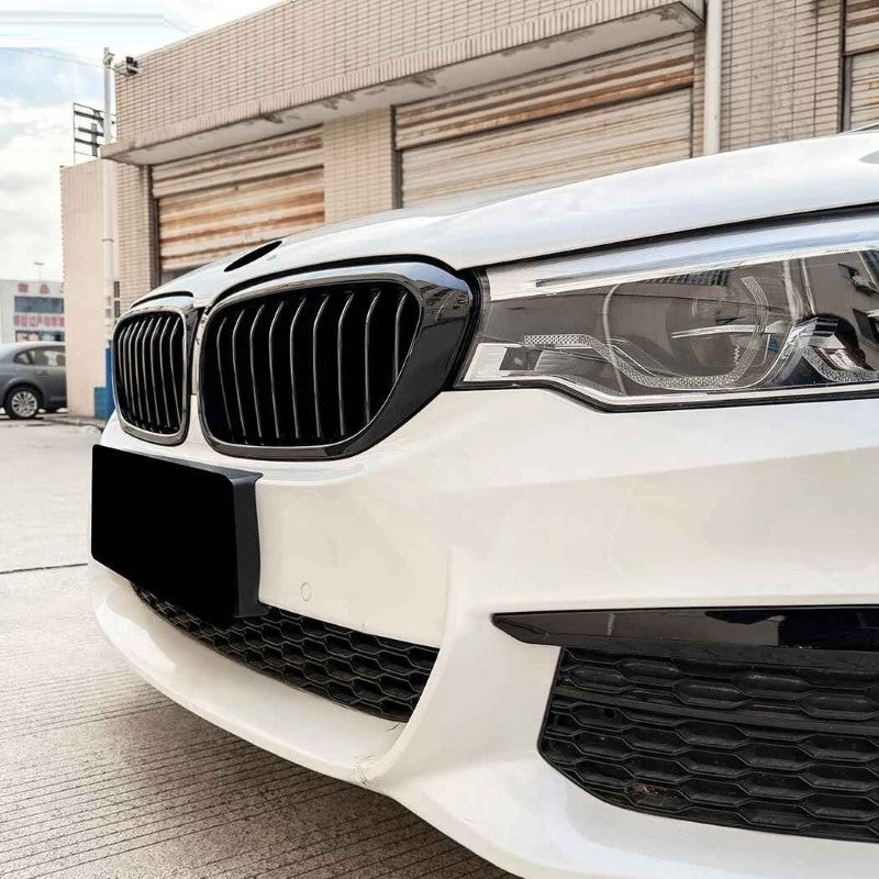 Car Craft Compatible With Bmw 5 Series G30 2017-2020 Front Bumper Show Mesh Grill Dual Line Bar Zst-1463 Dual Glossy Black - CAR CRAFT INDIA