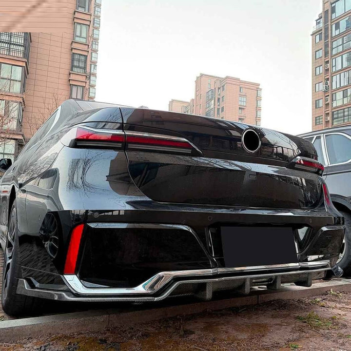 Car Craft Compatible With Bmw 7 Series I7 G70 G73 M Sport 2023+ Rear Bumper After Lip Diffuser Trim Skirt Zst-1442 Cf Carbon Fiber Look