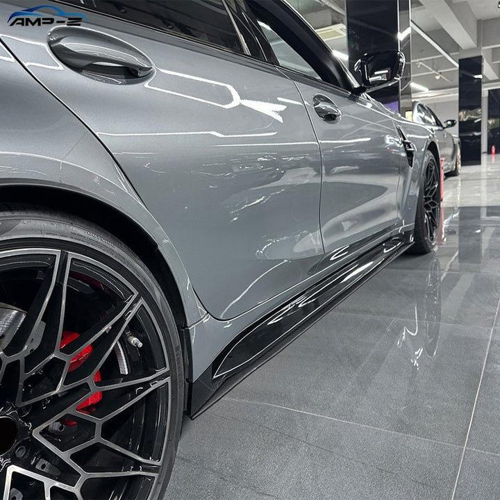 Car Craft Compatible With Bmw M3 G80 G81 2021-2026 Side Skirt Splitter Trim Running Board Zst-1529 Cf Carbon Fiber Look Black CC-10954