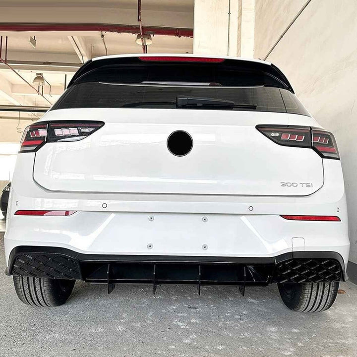 Car Craft Compatible With Volkswagen Vw Golf Mk8.5 Gti 2024+ Gti Rline Rear After Bumper Lip Splitter Skirts Diffuser Zst Carbon Fiber Look - CAR CRAFT INDIA