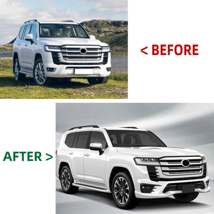 Car Craft Compatible With Toyota Land Cruiser Lc300 Lc 300 2021+ Upgrade Facelift Convert To Lc300 Middle East Kuwait Style Bodytkit Front Rear Bumper Skirt Splitter Lip F153