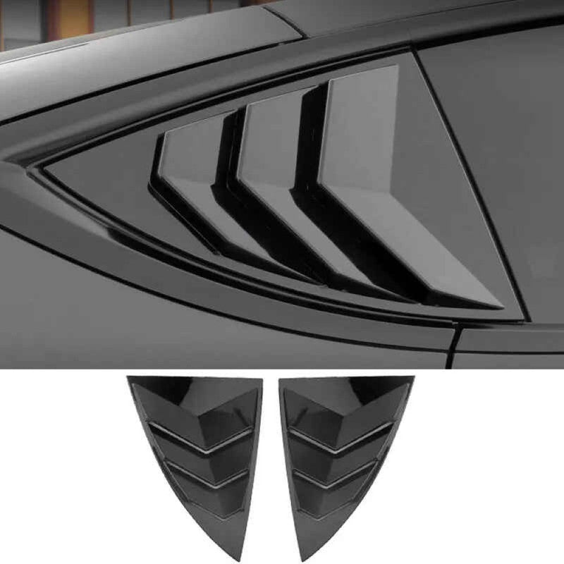 Car Craft Compatible With Tesla Model 3 Model Y 2017-2026 Car Rear Window Shutter Cover Louver Side Vent Trim Triangle Glossy Black