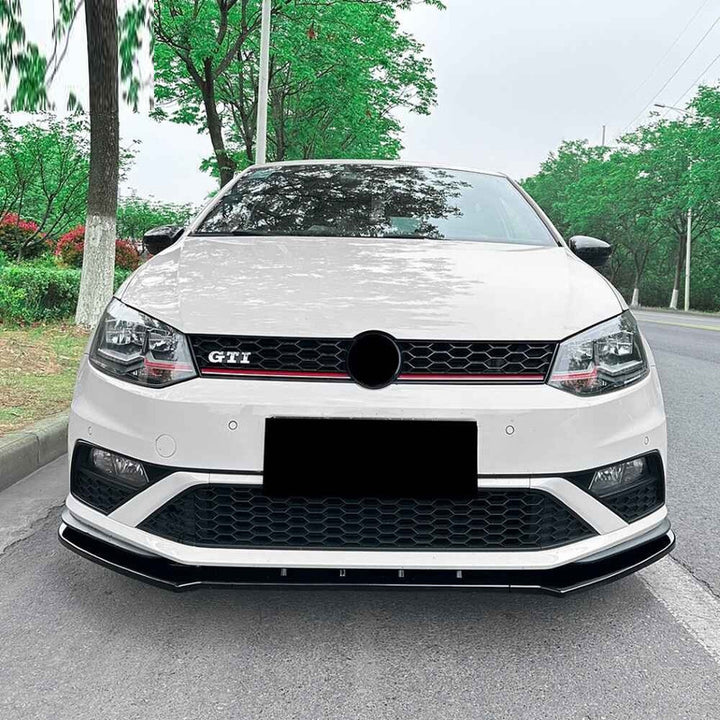 Car Craft Compatible With Vw Volkswagen Polo Jetta 2015-2024 Front Bumper Lip Splitter Skirts Zst-1110 Gb Glossy Black - CAR CRAFT INDIA