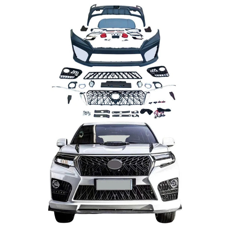 Car Craft Compatible With Toyota Land Cruiser Prado Fj150 2018+ Upgrade Facelift Convert To Elford Style Bodytkit Front Rear Bumper Side Trim Grill Lip Skirt Splitter F075