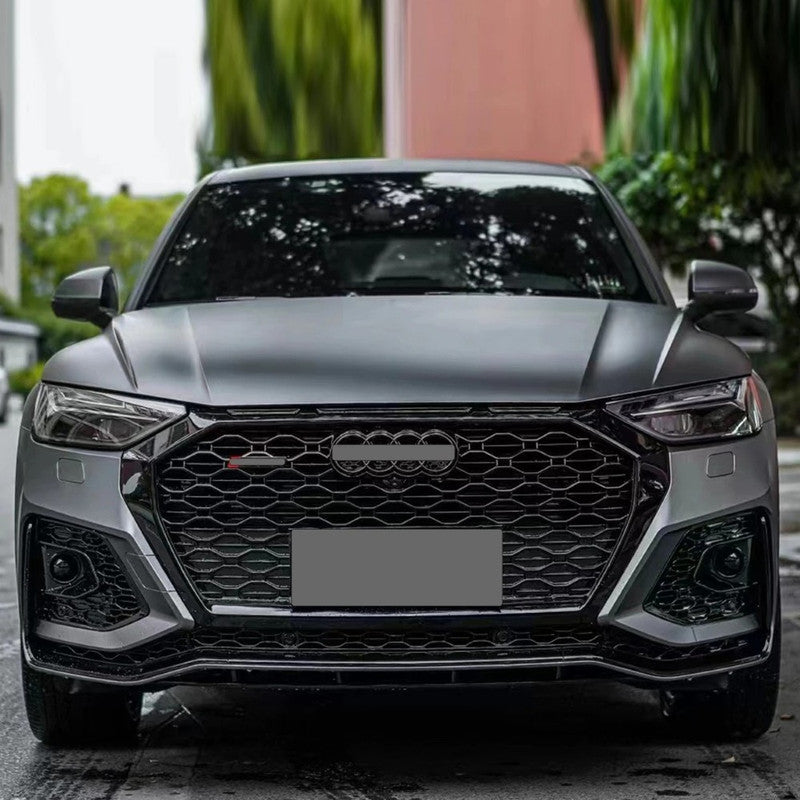 Car Craft Compatible With Audi Q5 2021-2025 Upgraded Facelift Convert To Rsq5 Sq5 Sport Bodykit Bumper Grill Lip Fog Lamp Light Grill With Acc Cover Skirt Trim Q5-009 Gc Front Bumper Black Strip Black Frame Black