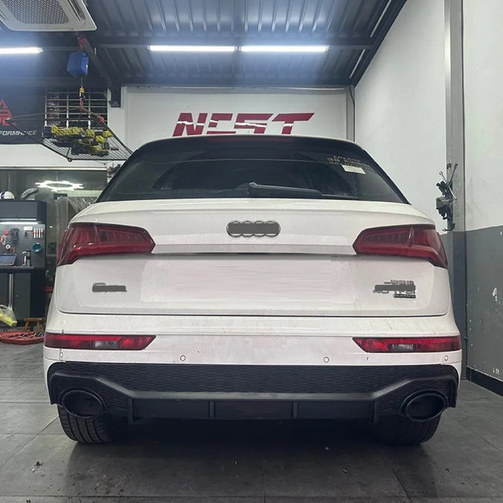 Car Craft Compatible With Audi Q5 B9 2018-2020 Upgraded Facelift Convert To Rsq5 SQ5 Sport Rear After Bumper Lip Diffuser Skirt Trim With Exhaust Pipe Tip Q5-006 Gc Q5-007 Gc