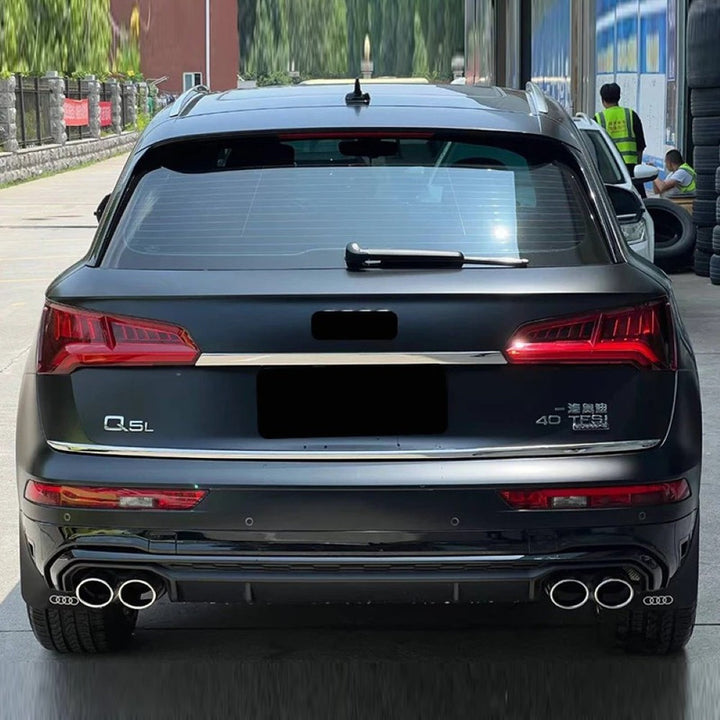 Car Craft Compatible With Audi Q5 2021-2025 Upgraded Facelift Convert To Rsq5 Sq5 Sport Rear After Bumper Lip Diffuser Skirt Trim With Exhaust Pipe Tip Q5-010 Gc
