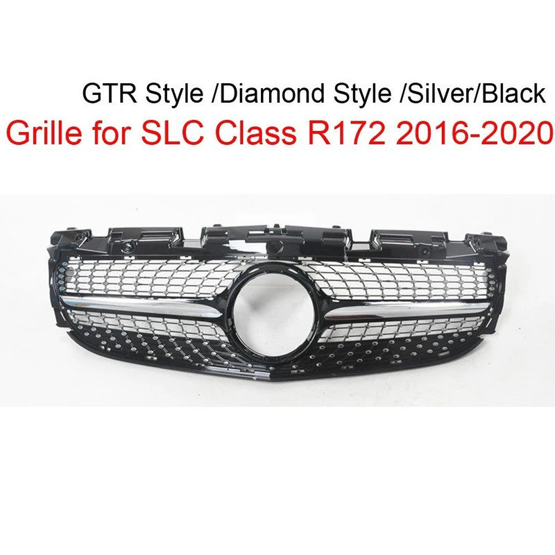 Car Craft Compatible With Mercedes Benz Slc Slk Class R172 W172 2016-2020 Front Amg Bumper Show Grill Diamond Silver CC-9676