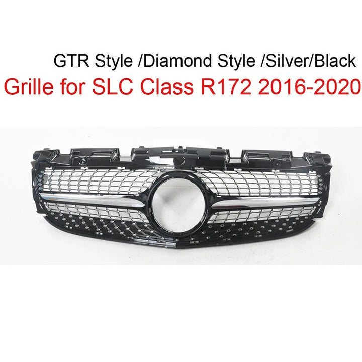 Car Craft Compatible With Mercedes Benz Slc Slk Class R172 W172 2016-2020 Front Amg Bumper Show Grill Diamond Silver CC-9676