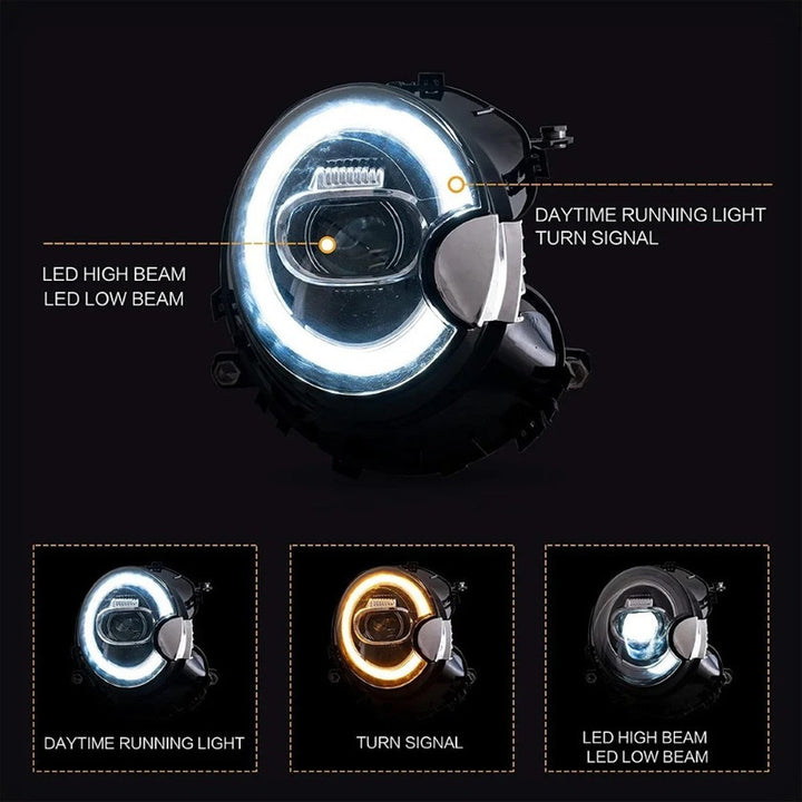 Car Craft Compatible With Mini Cooper R55 R56 R57 2007-2013 Car Front Upgraded Head Light Lamp Xenon Headlight Retrofit Upgrade Modified Led Drl Hid - CAR CRAFT INDIA