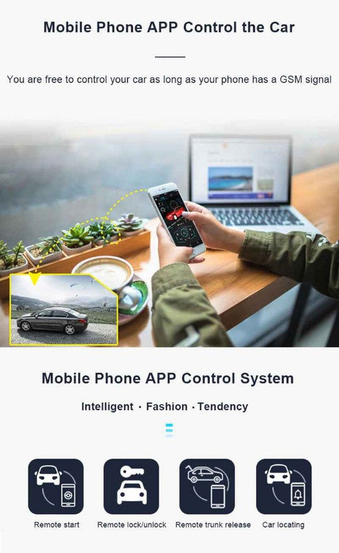 Car Craft Compatible With Car One-way 12v Car Pke Engine Remote Starter With Keyless Entry And Alarm System App Control And Remote Control Function Q6b