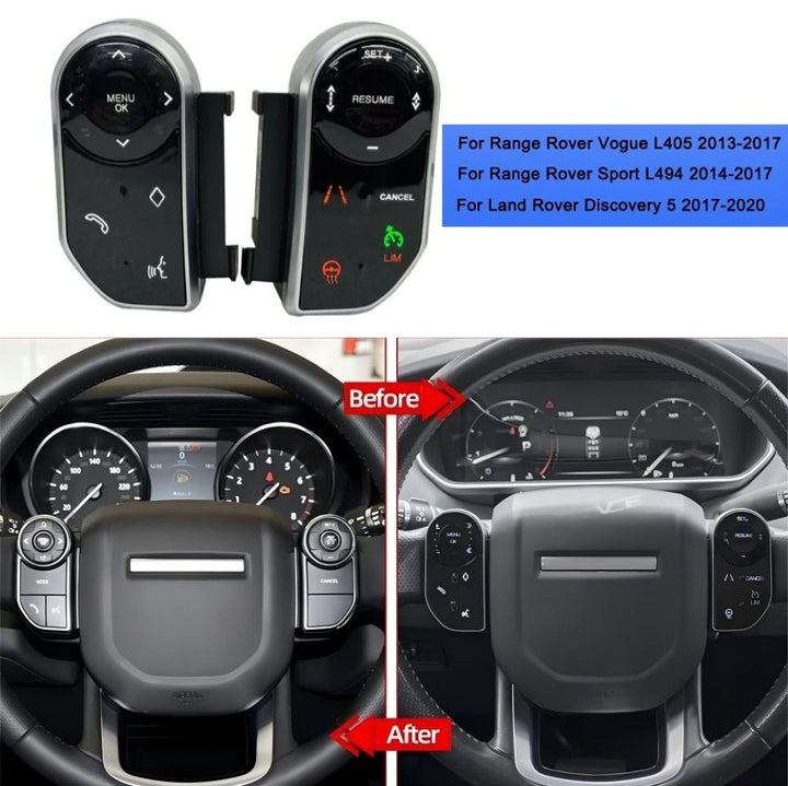 Car Craft Compatible With Land Range Rover Vogue L405 2015-2017 Rrv Rrs Sport L494 2015-2017 Discovery 5 Lr5 2017-2018 Lr5 L405 L494 Digital Touch Screen Car Steering Wheel Multimedia Button Square Control